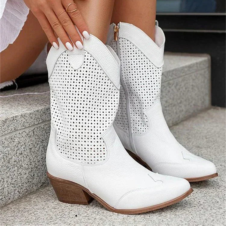 Femmes - Bottes de cowboy chic - Cuir synthétique - Design respirant - Élégance et confort au quotidien