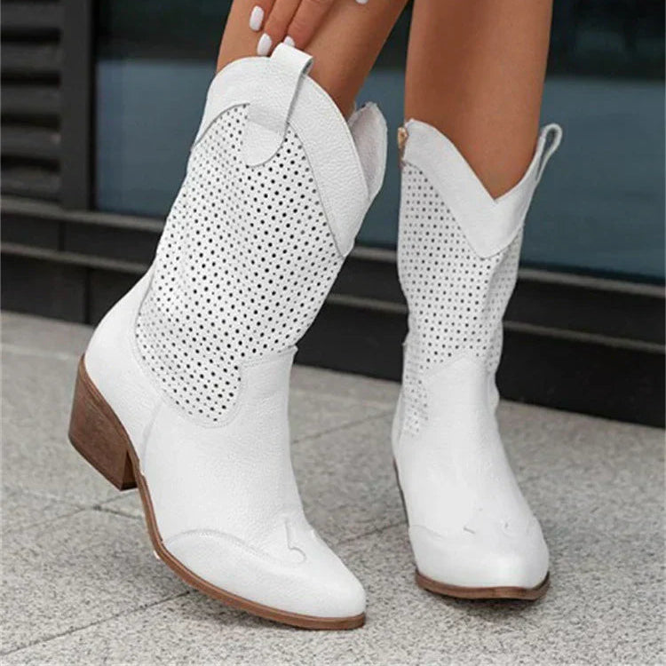 Femmes - Bottes de cowboy chic - Cuir synthétique - Design respirant - Élégance et confort au quotidien