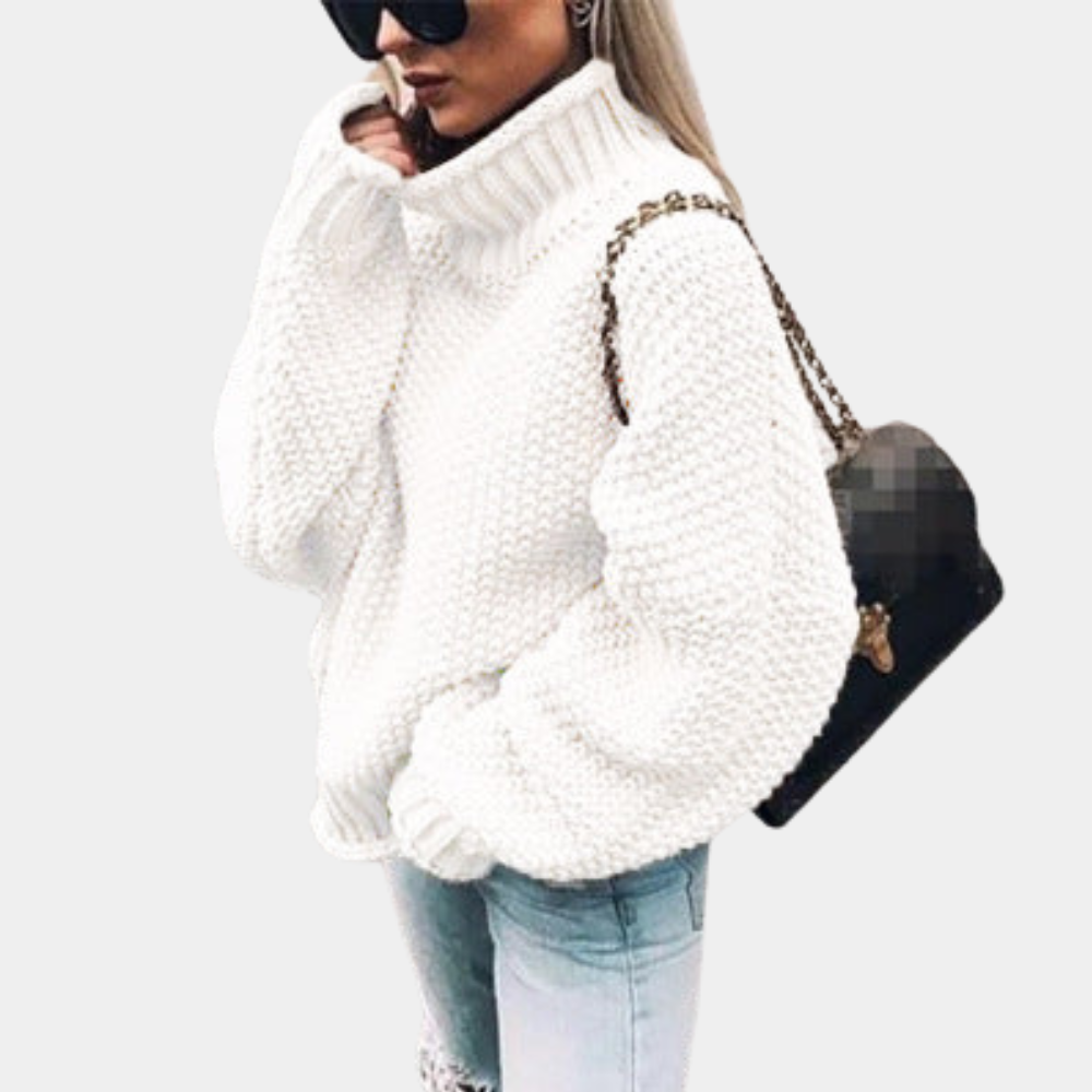 Femme - Pull chaud - Tricot à col roulé - Confortable et élégant - Idéal pour l'hiver