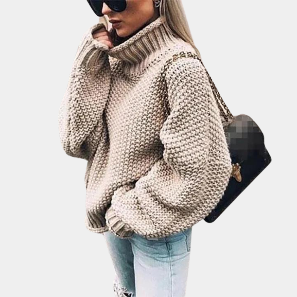Femme - Pull chaud - Tricot à col roulé - Confortable et élégant - Idéal pour l'hiver