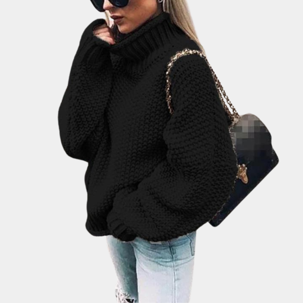 Femme - Pull chaud - Tricot à col roulé - Confortable et élégant - Idéal pour l'hiver