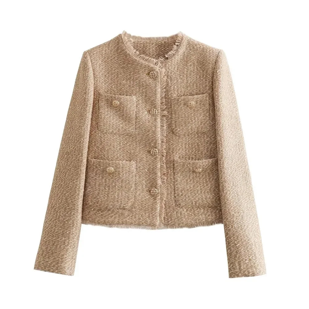 Femmes - Veste croisée en tweed - Elegant Short Coat