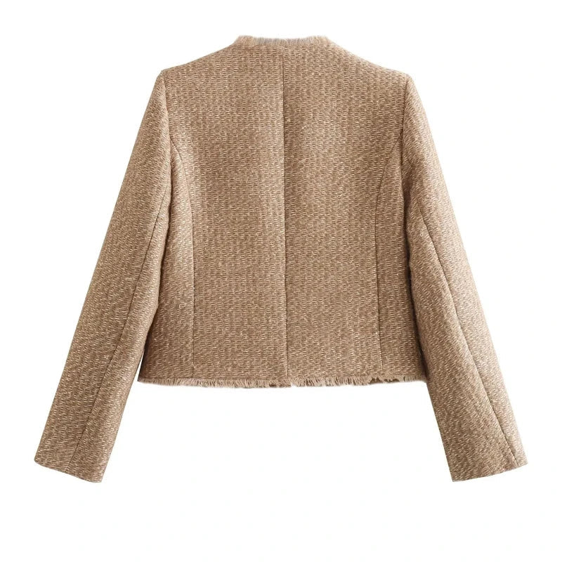 Femmes - Veste croisée en tweed - Elegant Short Coat