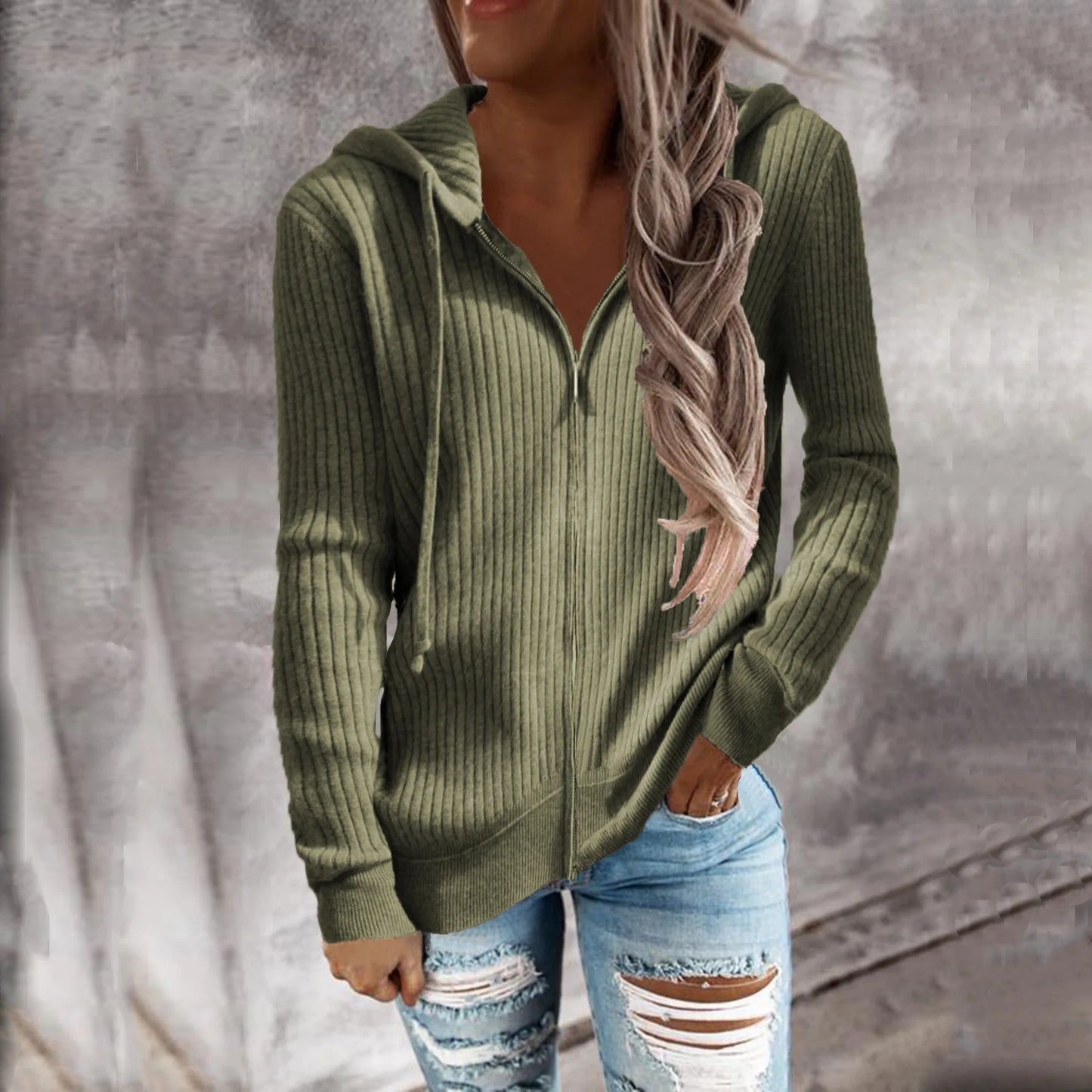 Femmes - Sweat à capuche zippé pour l'hiver - Le style douillet