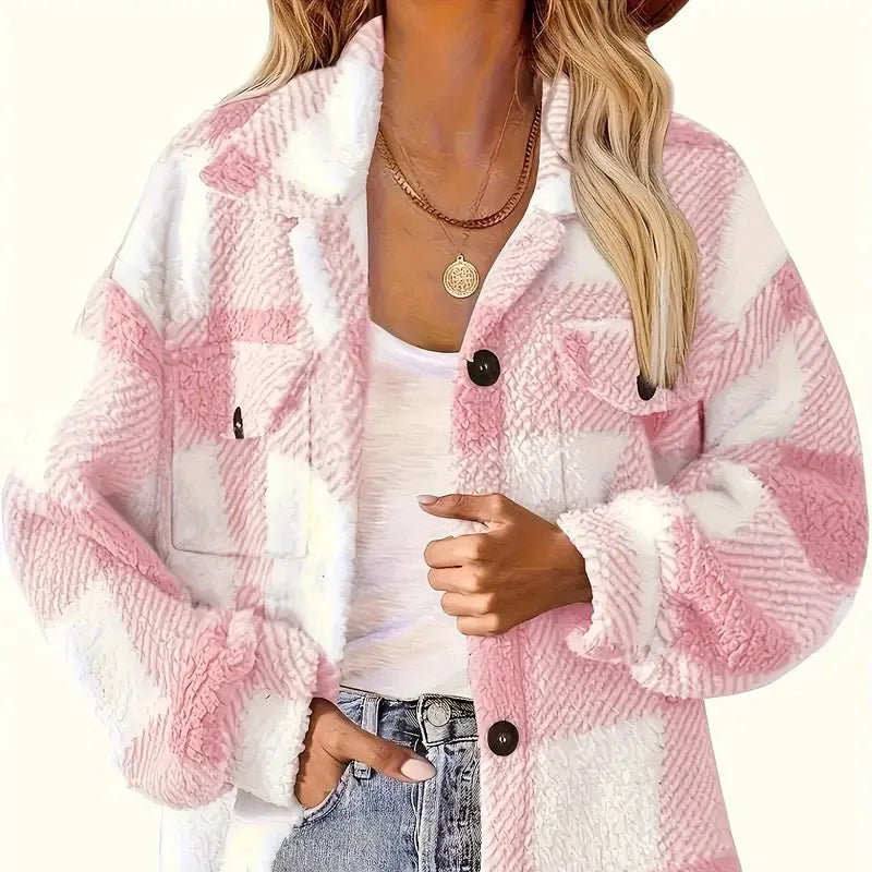 Femmes - Veste à carreaux - Polaire - Douillette et chaude - Parfaite pour l'hiver