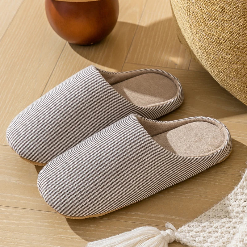 Femmes - Chaussons rayés - Textile doux - Chaussures d'intérieur confortables - Idéal pour le repos