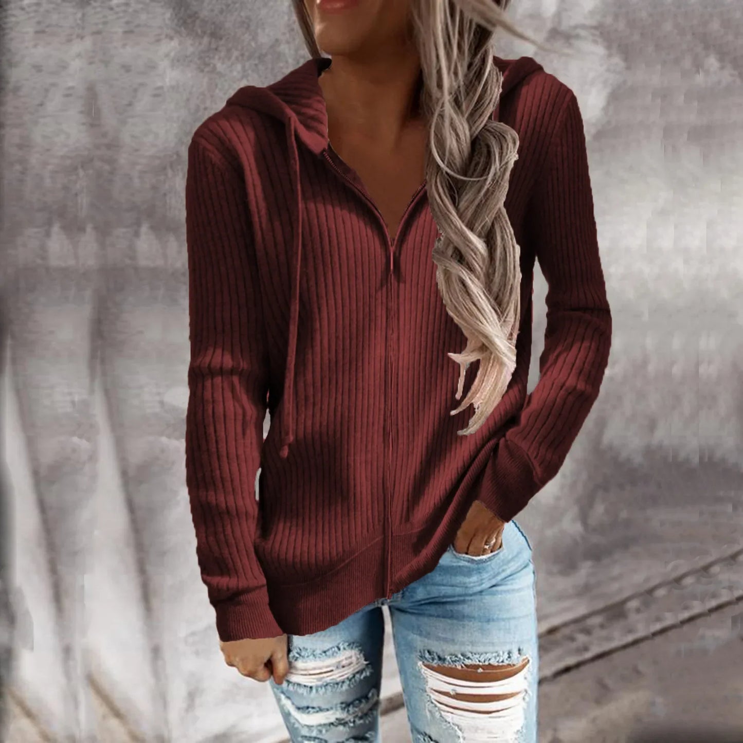 Femmes - Sweat à capuche zippé pour l'hiver - Le style douillet