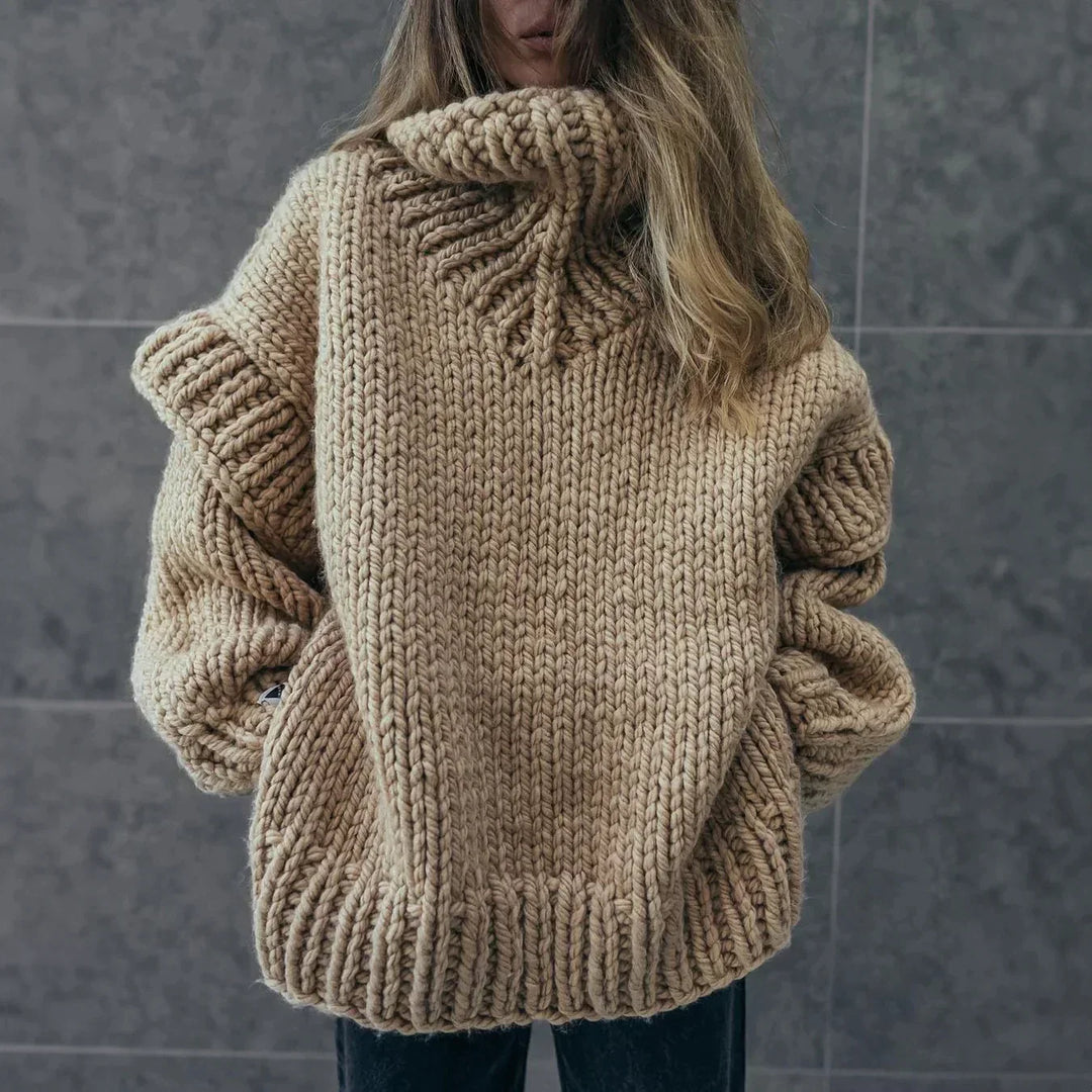 Femmes - Pull à col roulé en grosse maille - Surdimensionné