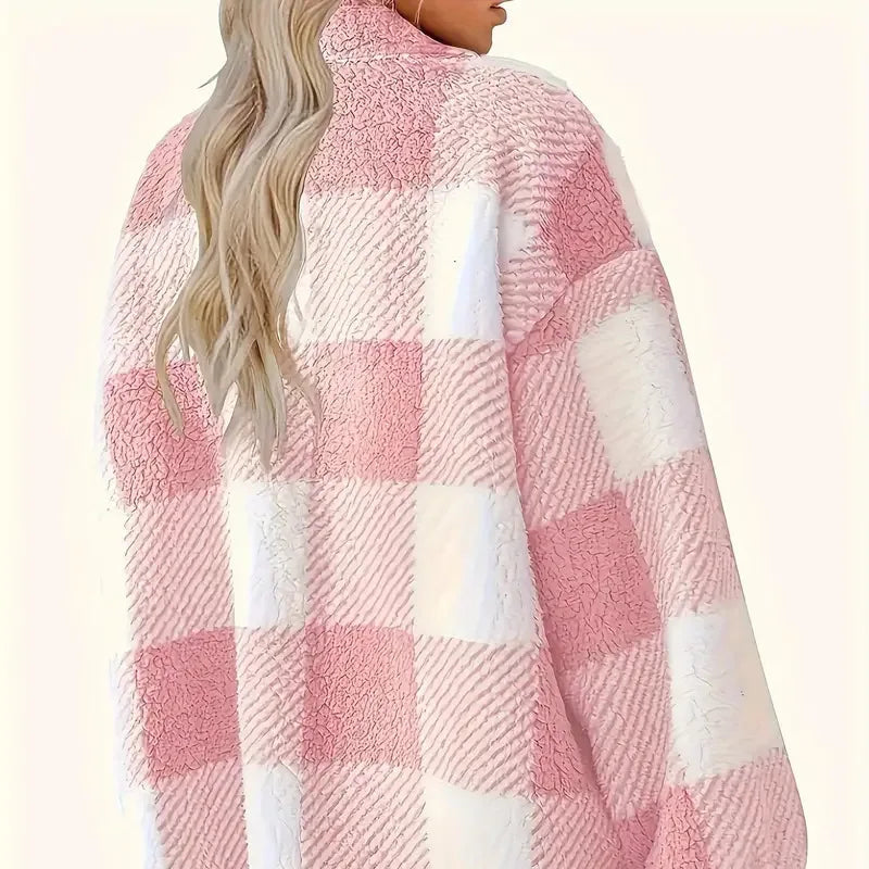 Femmes - Veste à carreaux - Polaire - Douillette et chaude - Parfaite pour l'hiver