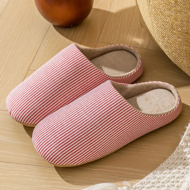 Femmes - Chaussons rayés - Textile doux - Chaussures d'intérieur confortables - Idéal pour le repos