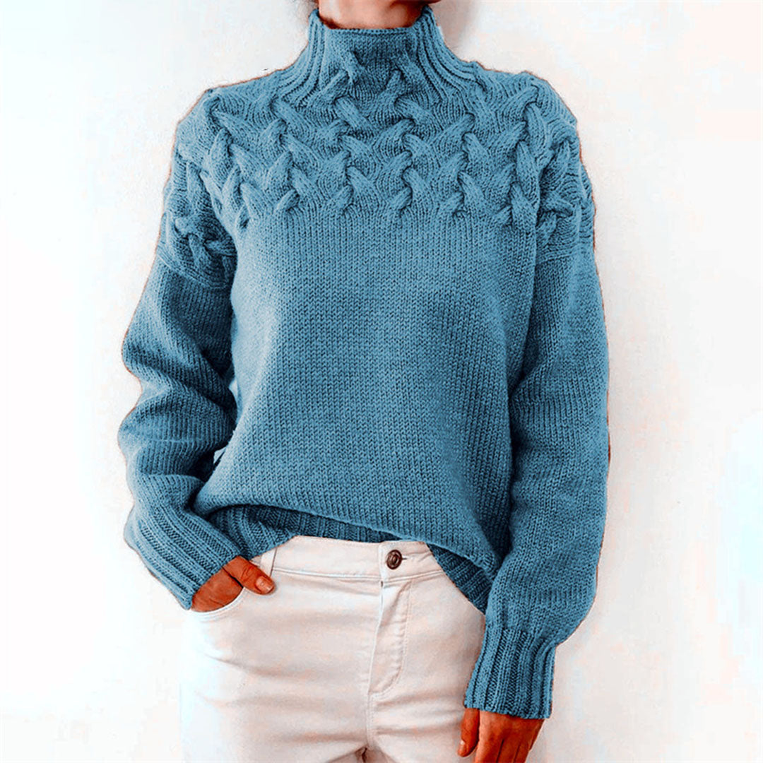 Femmes - Pull d'hiver en tricot - Col roulé doux et chaud - Pull tendance pour l'hiver