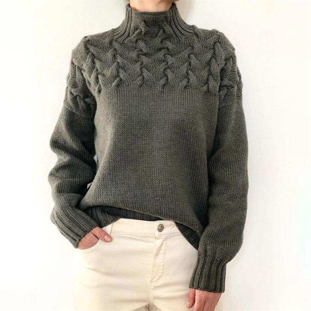 Femmes - Pull d'hiver en tricot - Col roulé doux et chaud - Pull tendance pour l'hiver