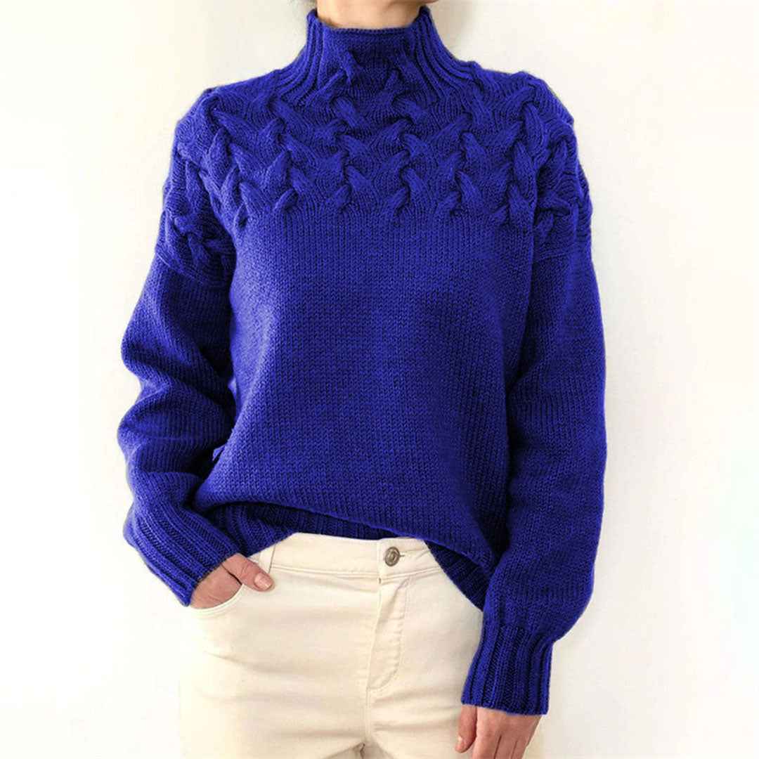 Femmes - Pull d'hiver en tricot - Col roulé doux et chaud - Pull tendance pour l'hiver