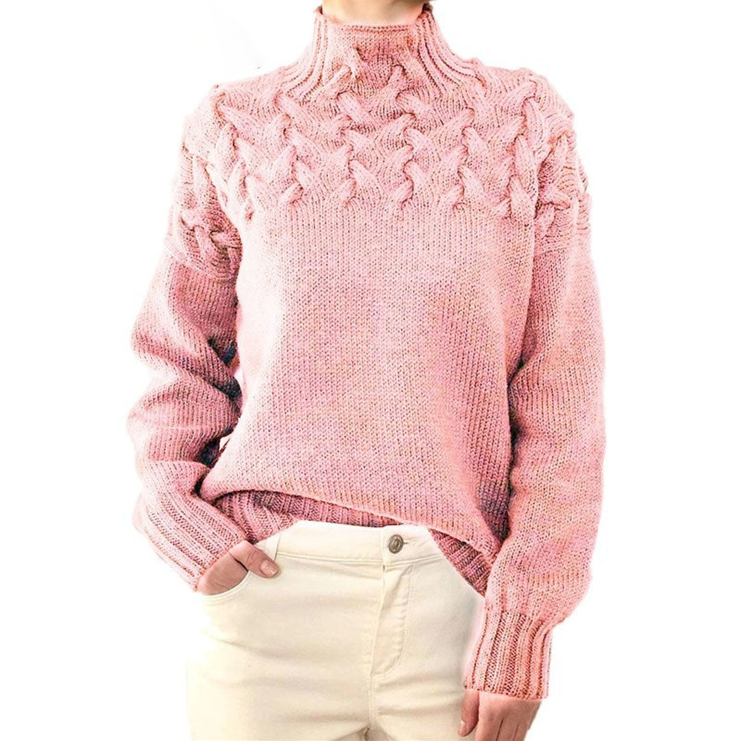 Femmes - Pull d'hiver en tricot - Col roulé doux et chaud - Pull tendance pour l'hiver