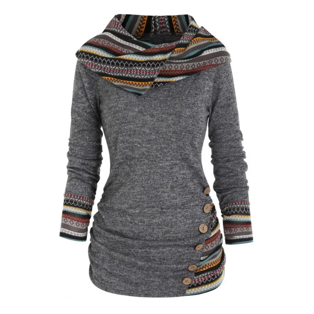 Femme - Sweatshirt d'hiver à capuche Ethno-Style