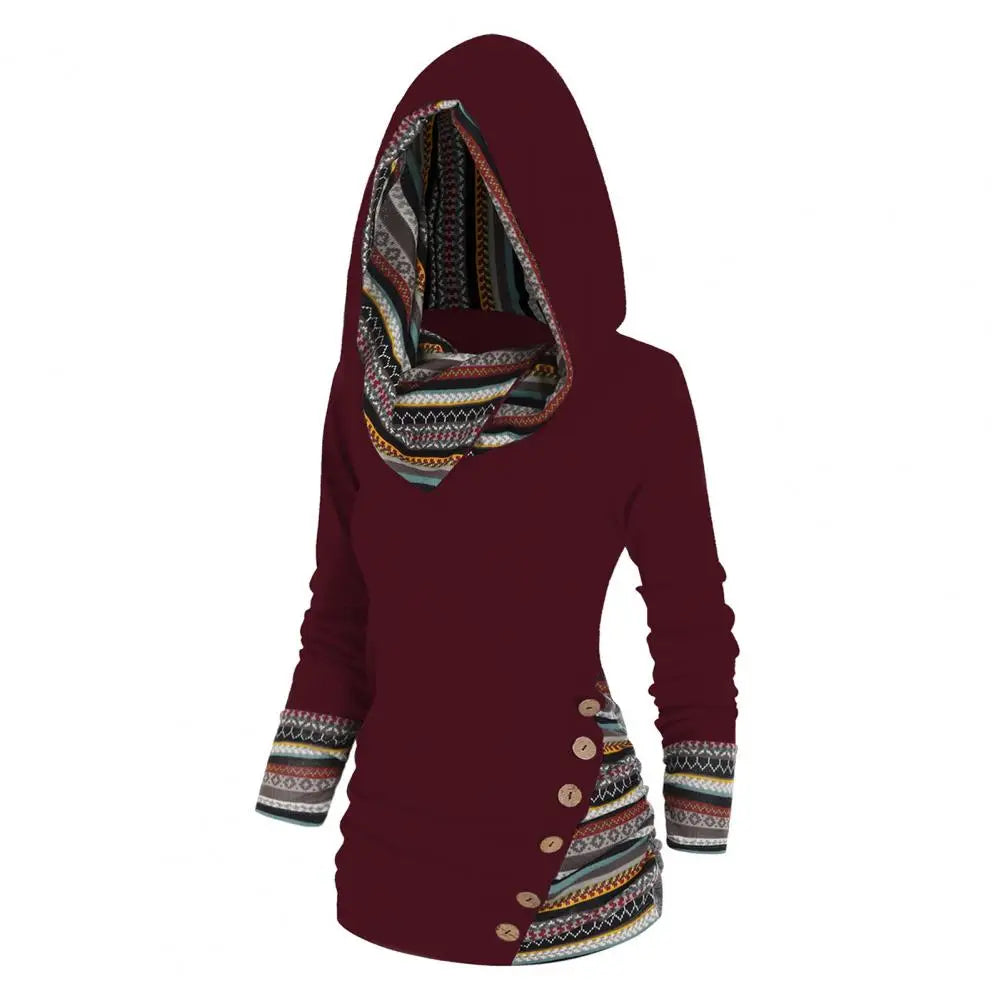 Femme - Sweatshirt d'hiver à capuche Ethno-Style