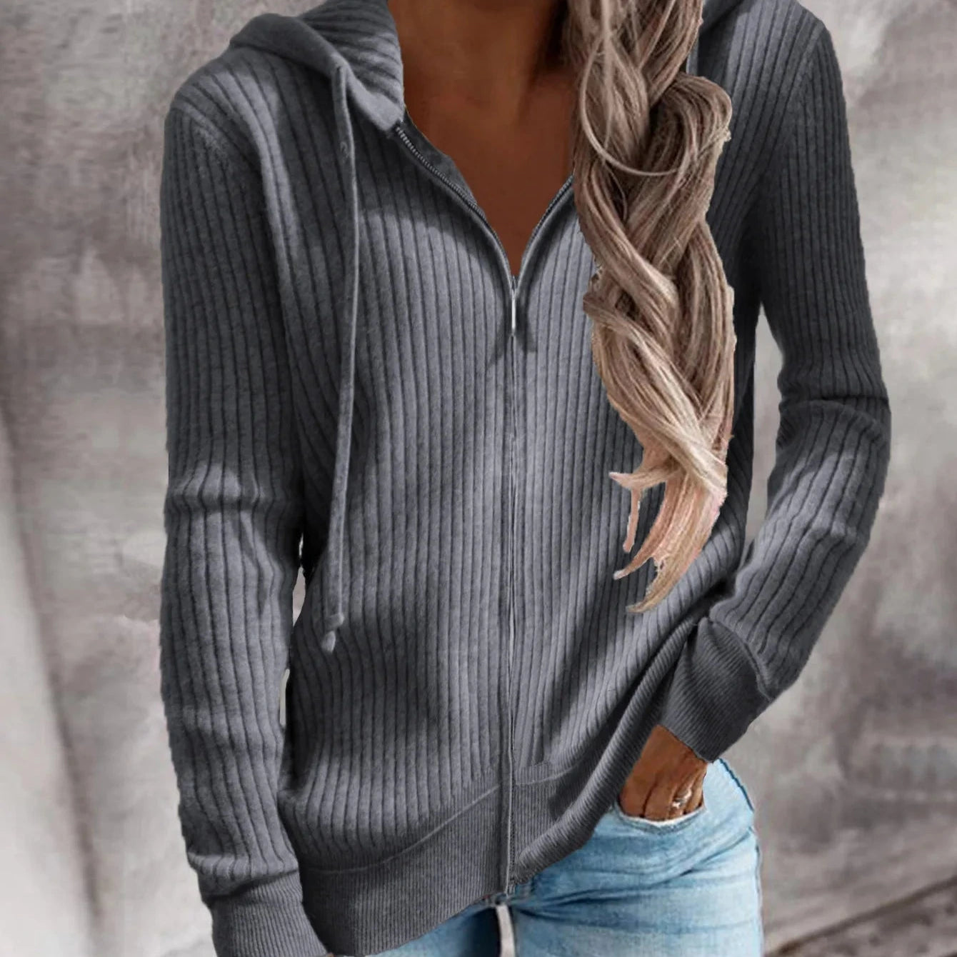 Femmes - Sweat à capuche zippé pour l'hiver - Le style douillet
