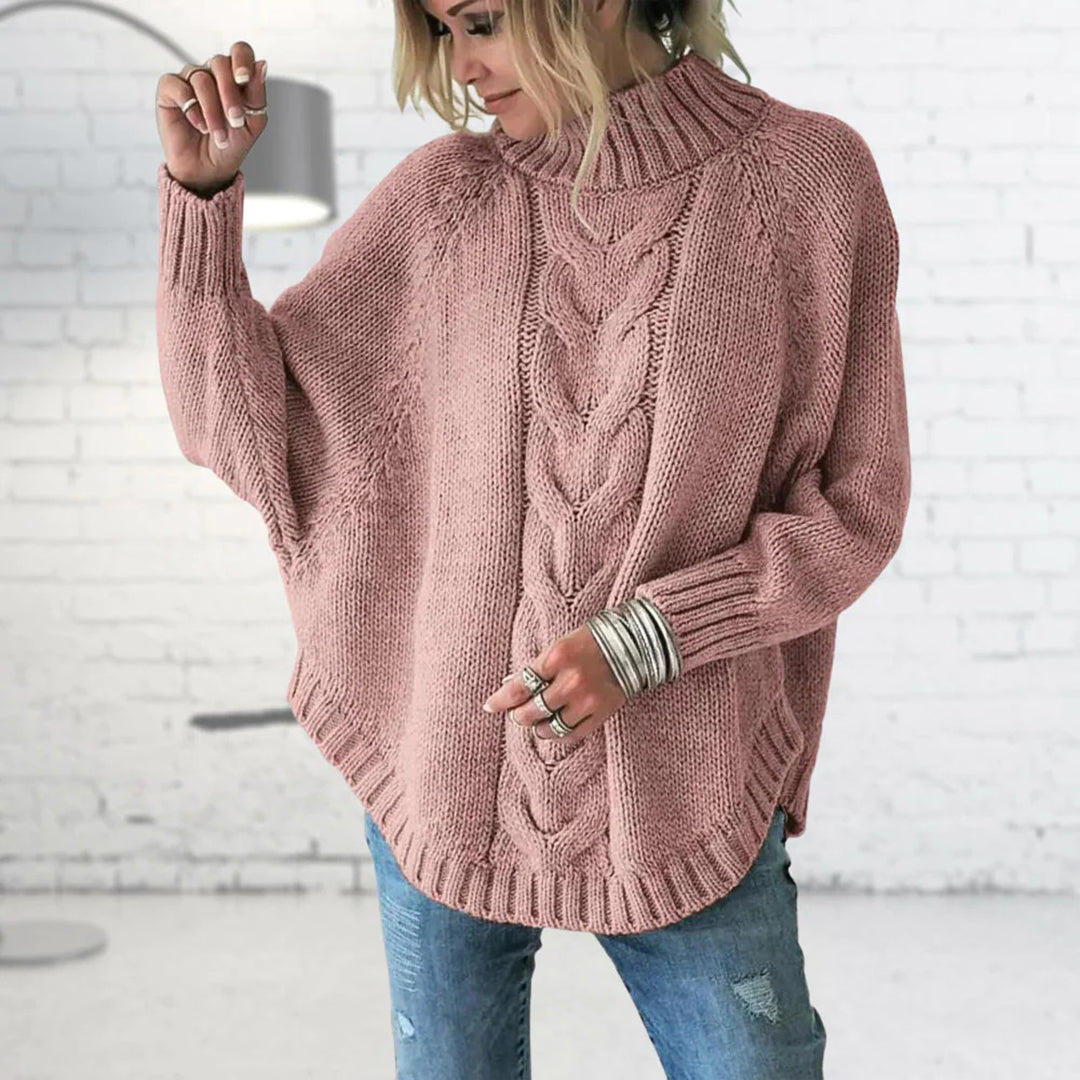 Femmes - Pull Tricoté à Col Roulé - Tricot épais - Coupe Ample et Confortable - Mode Féminine