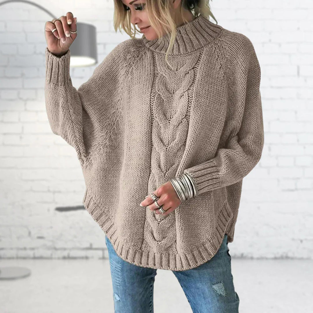 Femmes - Pull Tricoté à Col Roulé - Tricot épais - Coupe Ample et Confortable - Mode Féminine