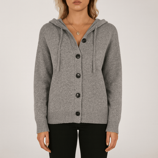 Femmes - Cardigan en tricot à capuche - Douillet et élégant