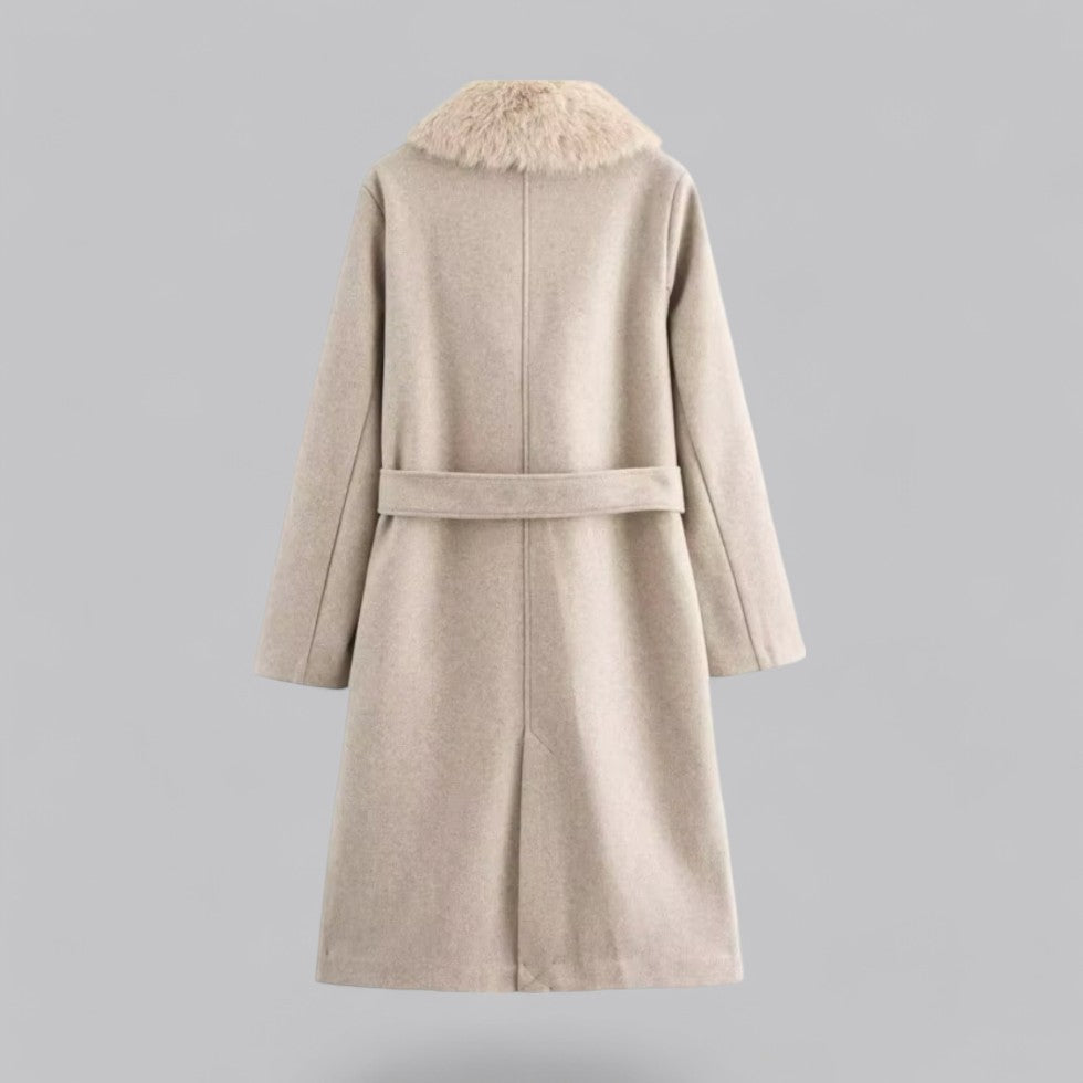 Femmes - Trench-coat beige - Fausse Fourrure