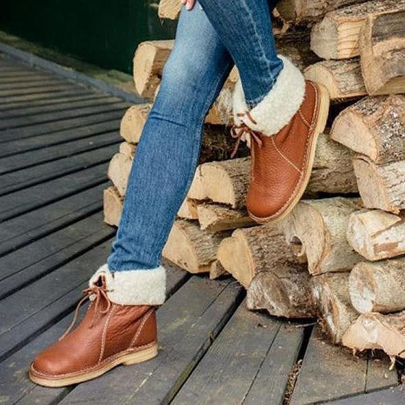 Femmes - Bottines doublées de shearling - Manchette pliable