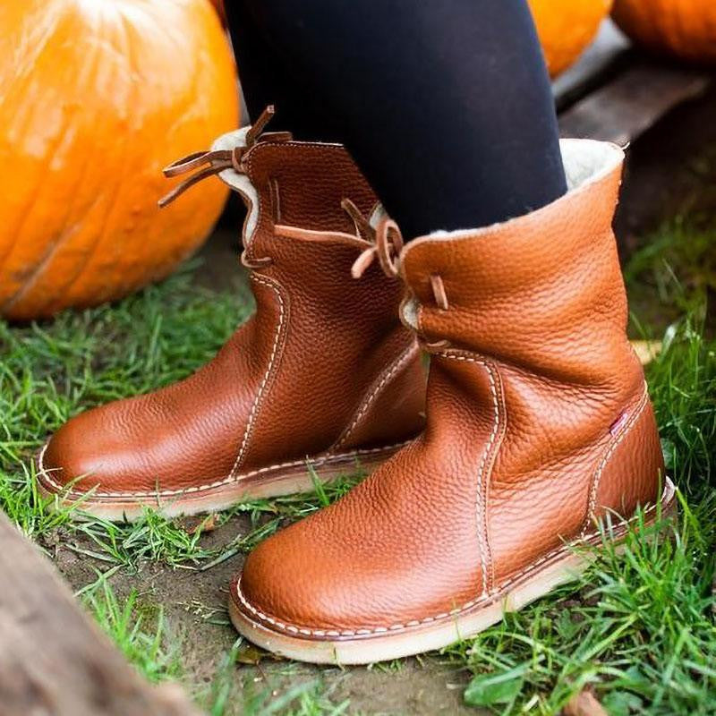 Femmes - Bottines doublées de shearling - Manchette pliable