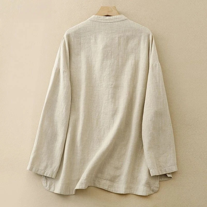 Femmes - Chemise à boutons - Lin - Style vintage classique pour un confort élégant