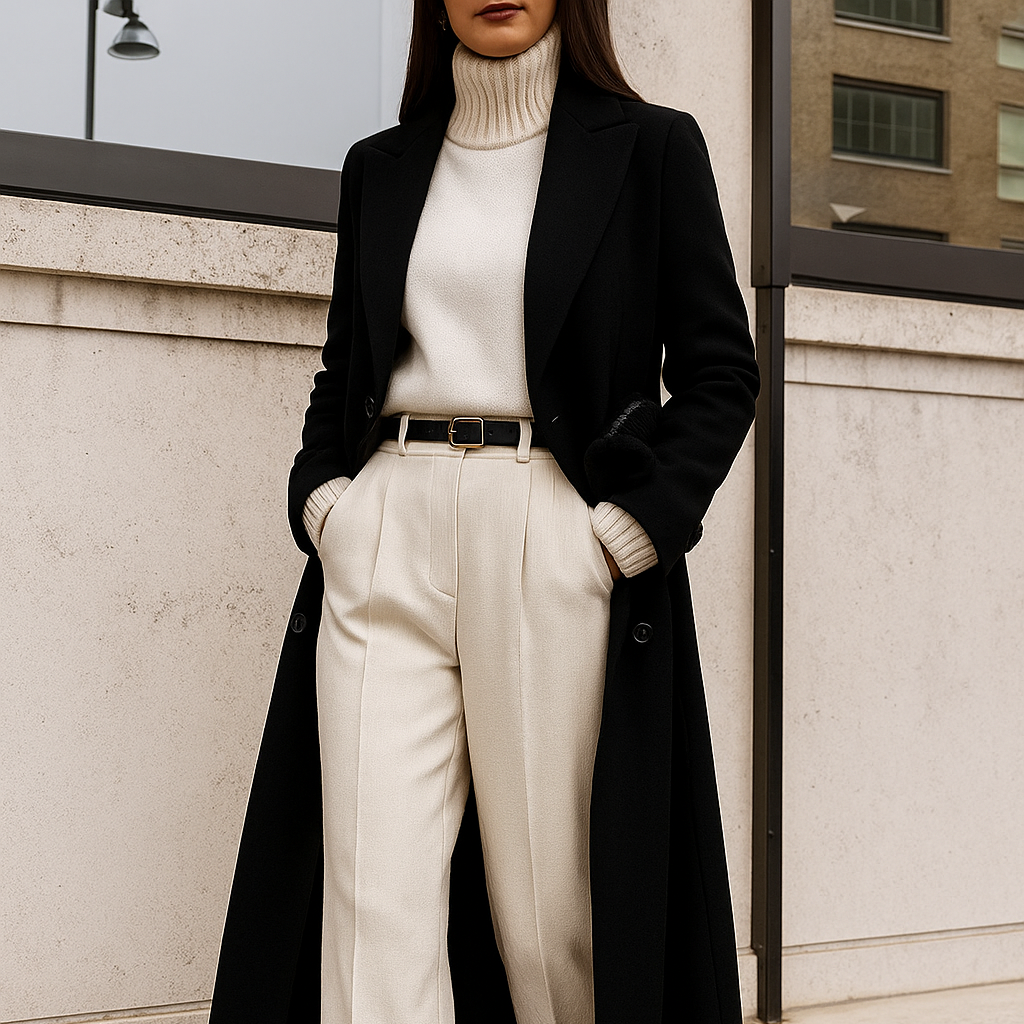 Femmes - Manteau long - Élégance hivernale sur mesure - poches  - Manteau chic pour l'hiver