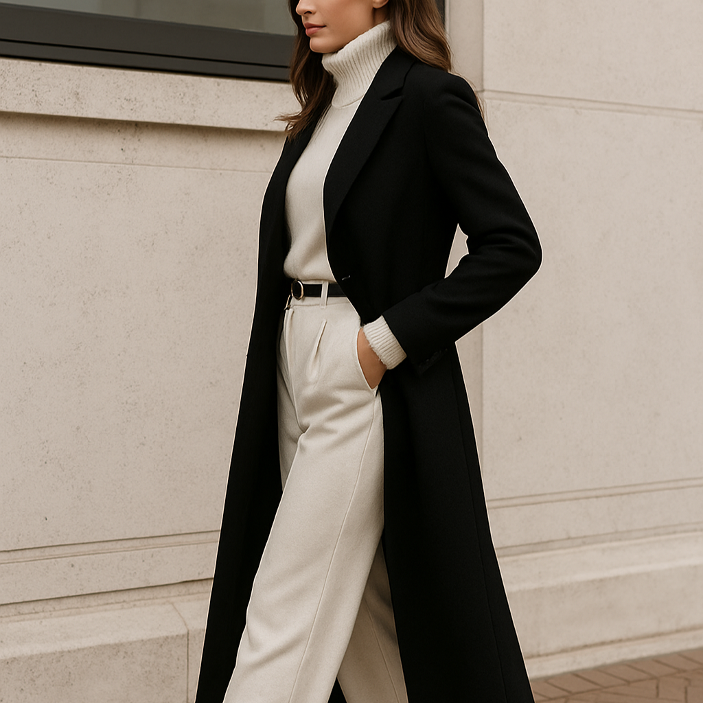 Femmes - Manteau long - Élégance hivernale sur mesure - poches  - Manteau chic pour l'hiver