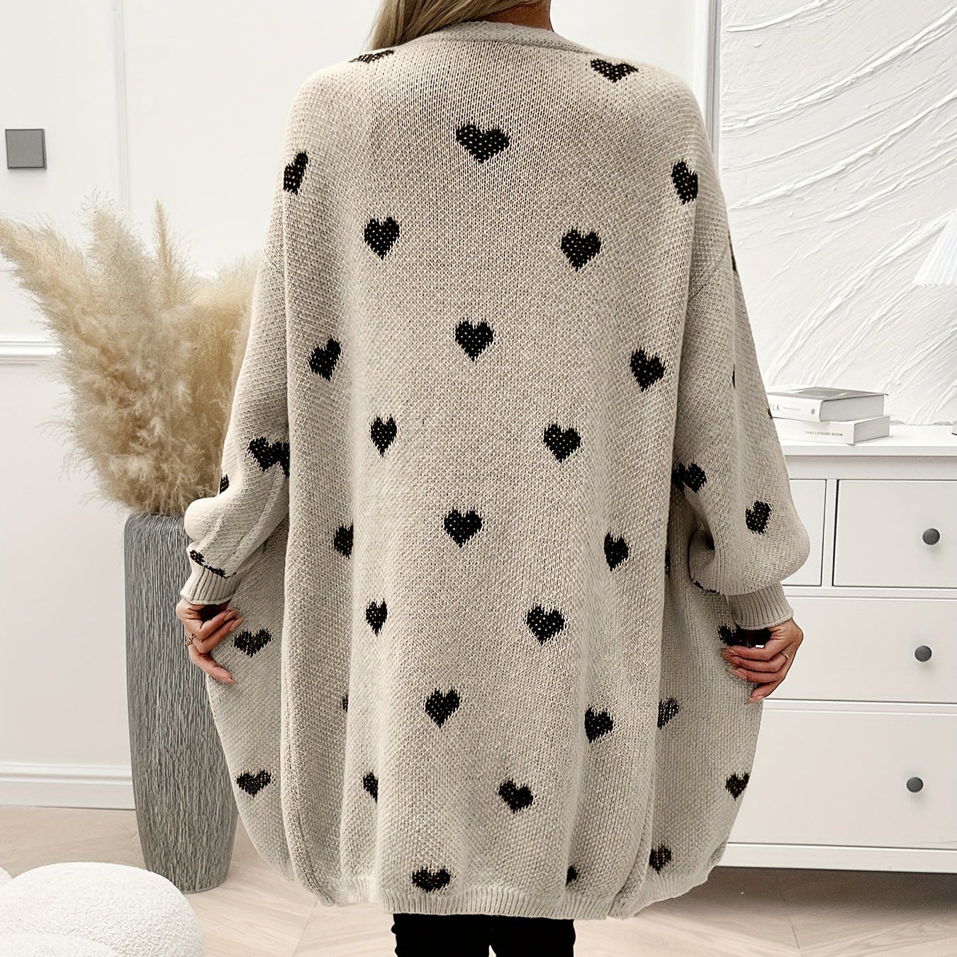 Femmes - Cardigan - Motif de cœur - Manches longues en tricot doux - Élégance et confort