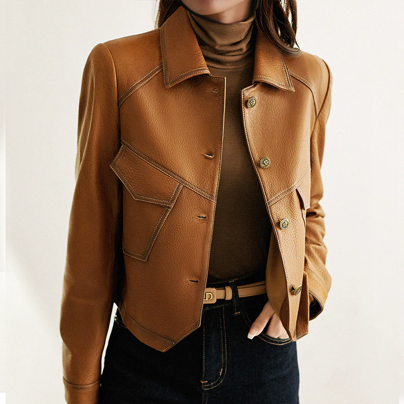 Femmes - Veste à manches longues - Cuir - Style élégant et moderne - Veste tendance pour toutes occasions