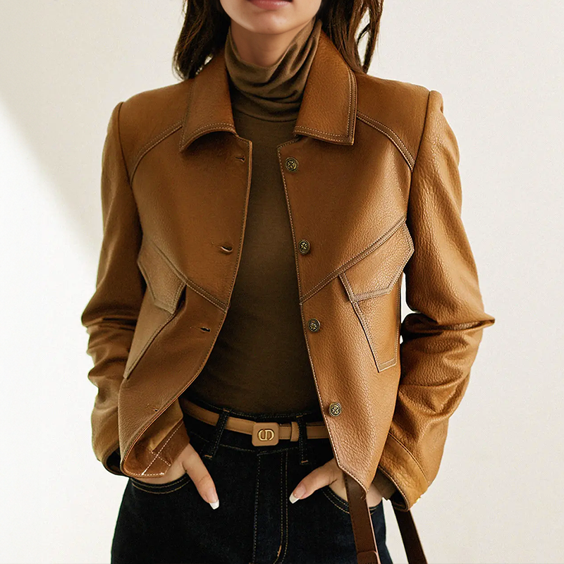 Femmes - Veste à manches longues - Cuir - Style élégant et moderne - Veste tendance pour toutes occasions