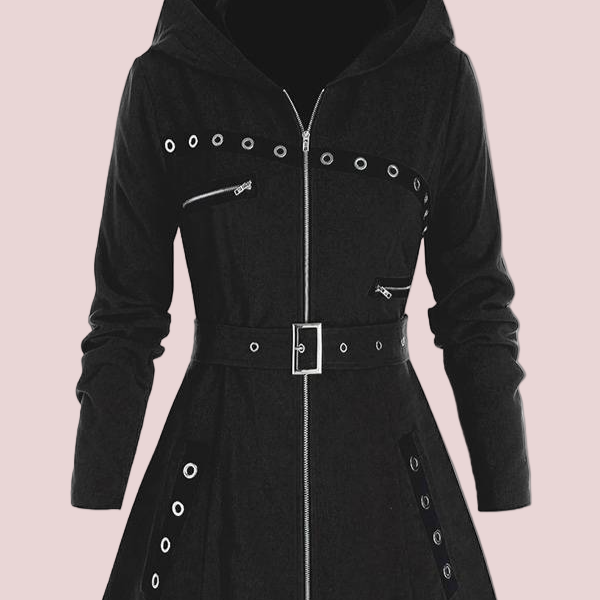 Femmes - Manteau à capuche ligne A - Sentiment de laine