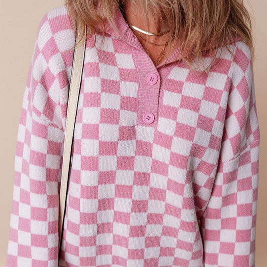 Femmes - Pull en laine à col en V - Encolure boutonnée