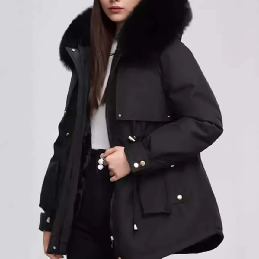 Femmes - Manteau longueur hanche à col en fausse fourrure - Fermeture à glissière