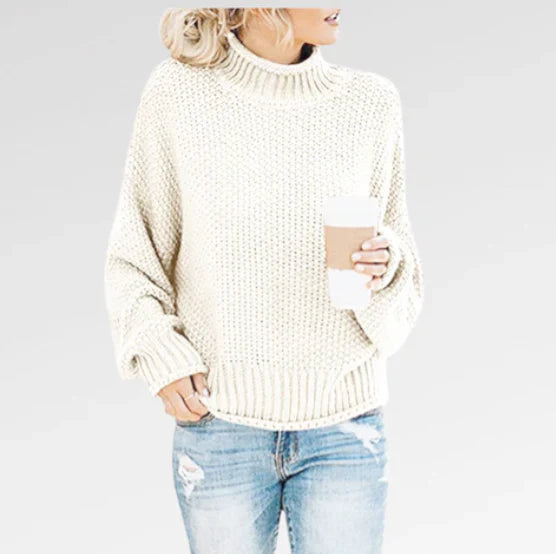 Femmes - Pull - Tricot doux - Col roulé chaud et ample - Confort et style pour l'hiver
