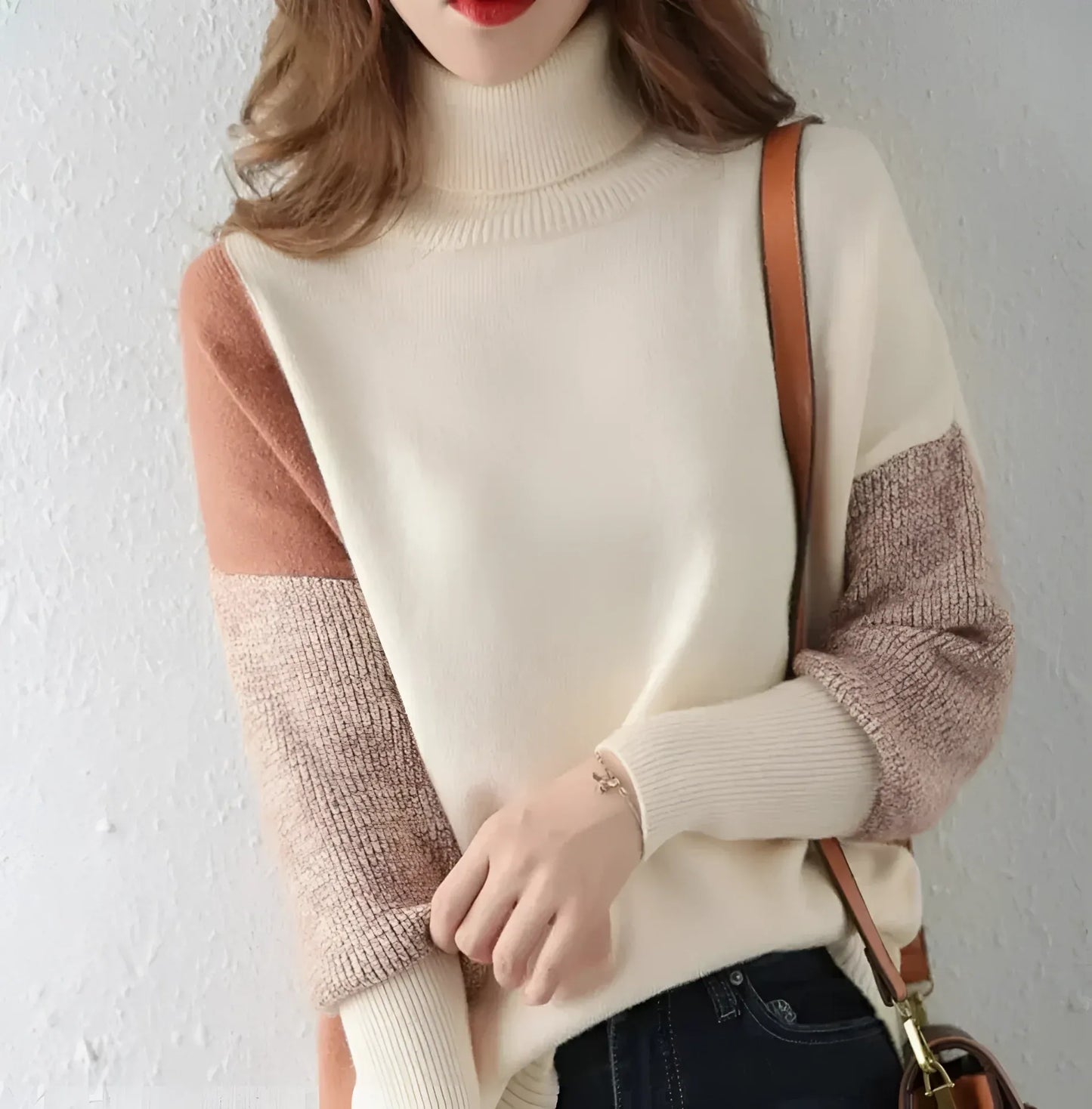 Femmes - Sweatshirt à col roulé de coupe décontractée - Laine