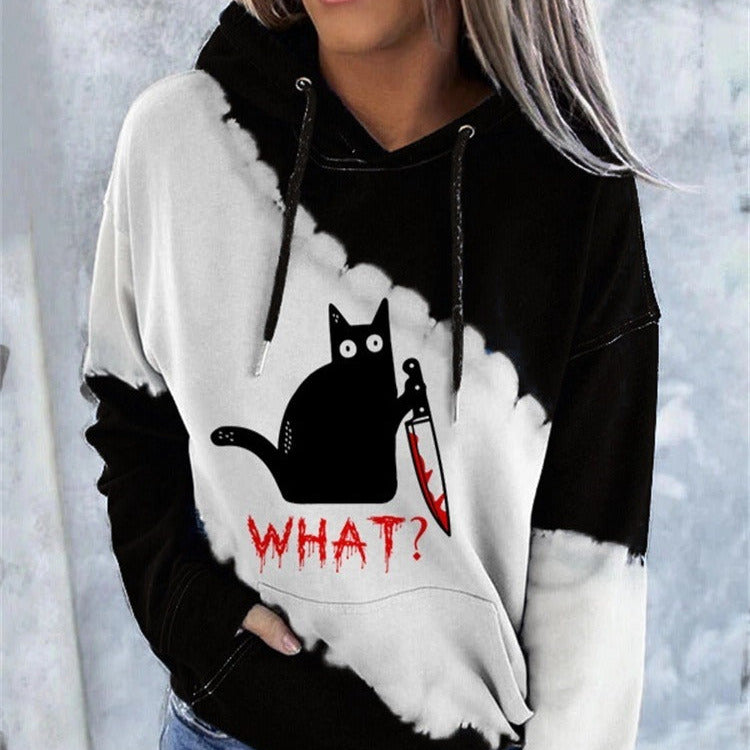 Femmes - Sweat à capuche imprimé abstrait - Mélange de coton