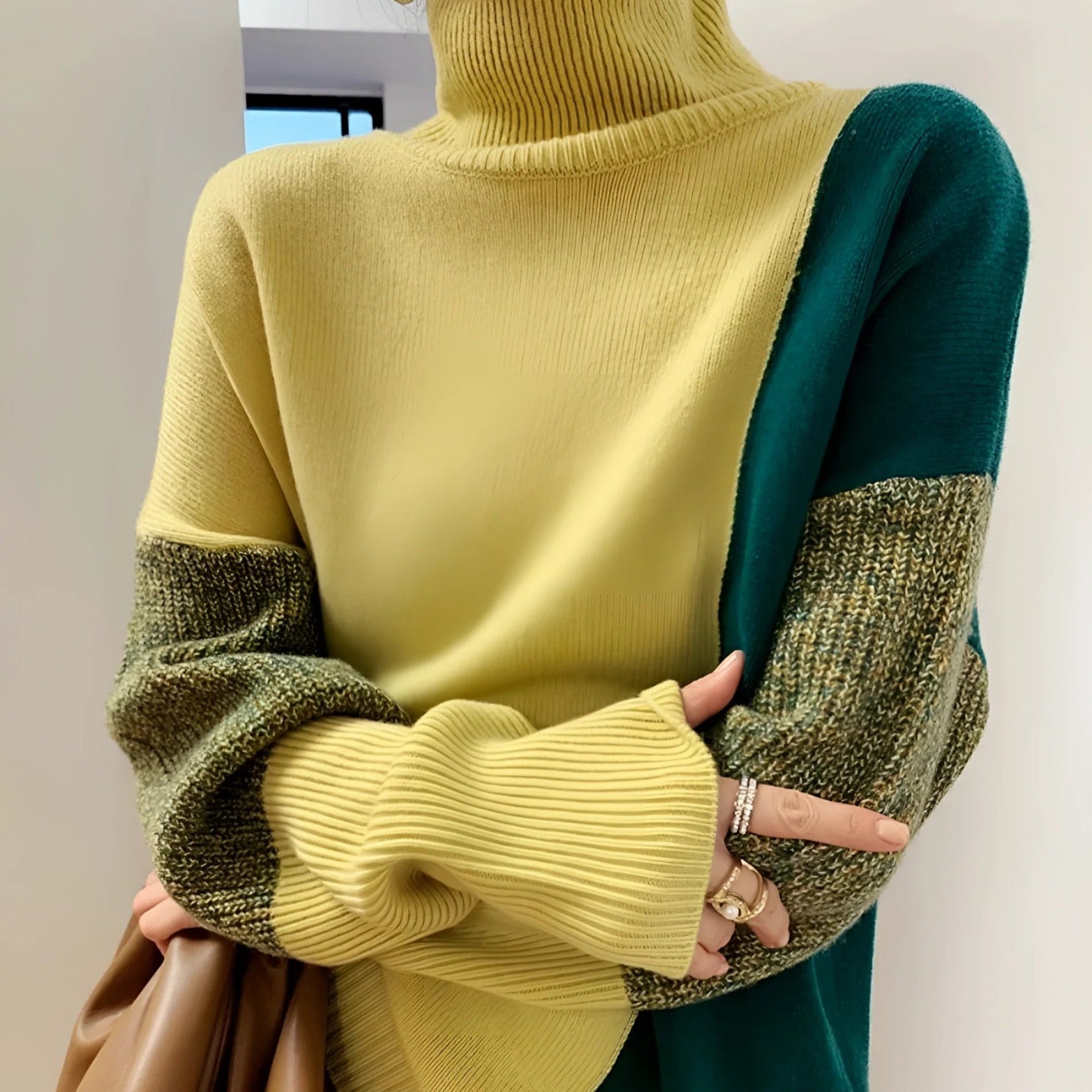 Femmes - Sweatshirt à col roulé de coupe décontractée - Laine