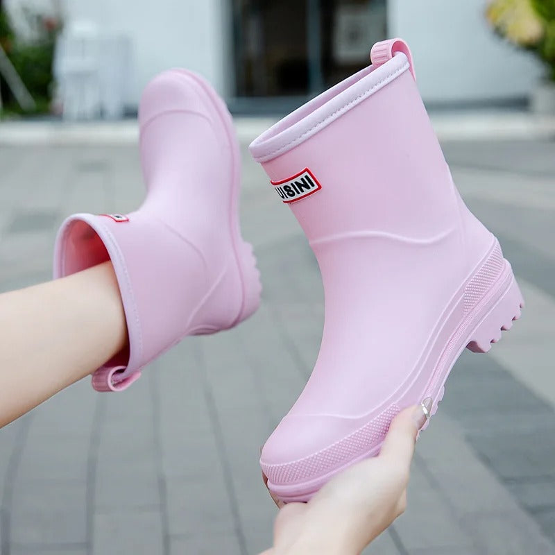 Femmes - Bottes de pluie imperméables à mi-mollet - semelle antidérapante