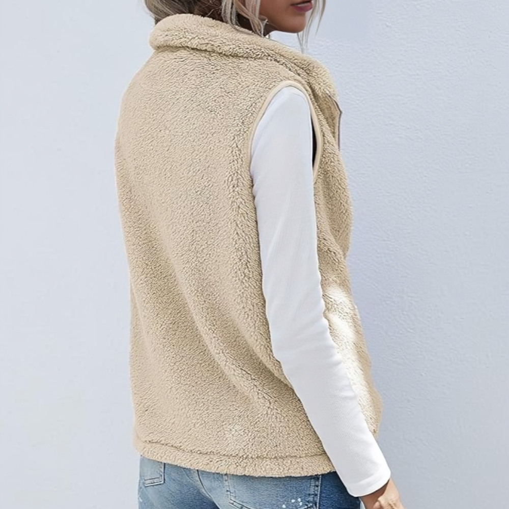 Femmes - Gilet zippé - Peluche - Confort élégant et doux - Mode féminine