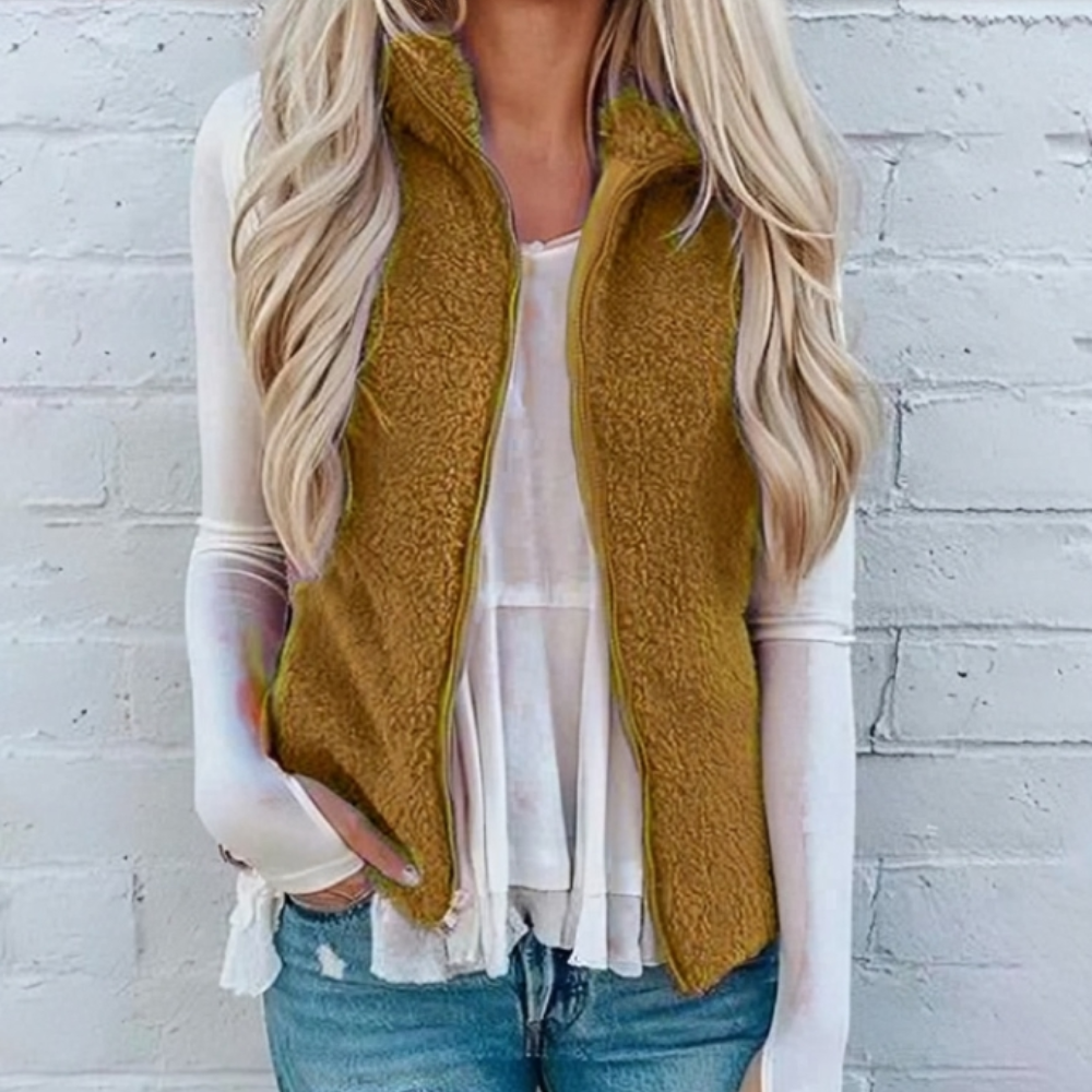 Femmes - Gilet zippé - Peluche - Confort élégant et doux - Mode féminine