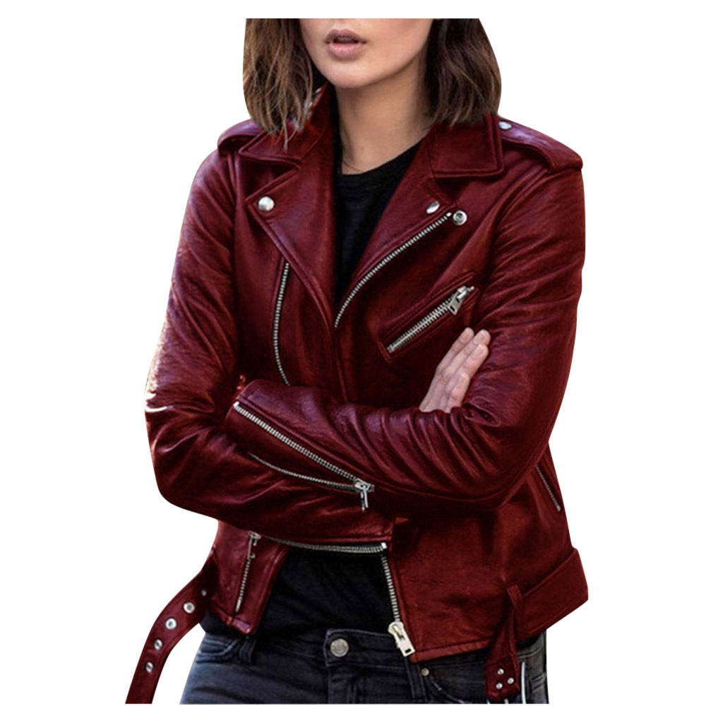 Femmes - Veste de motard décontractée - Cuir - Fermeture à glissière - Style tendance pour un look audacieux